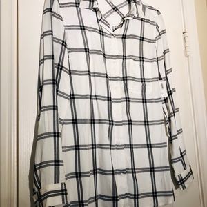 Old Navy White Flannel with Black Stripes